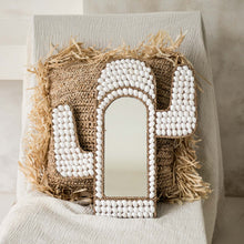 Load image into Gallery viewer, Miroir cactus boho coquillages blanc